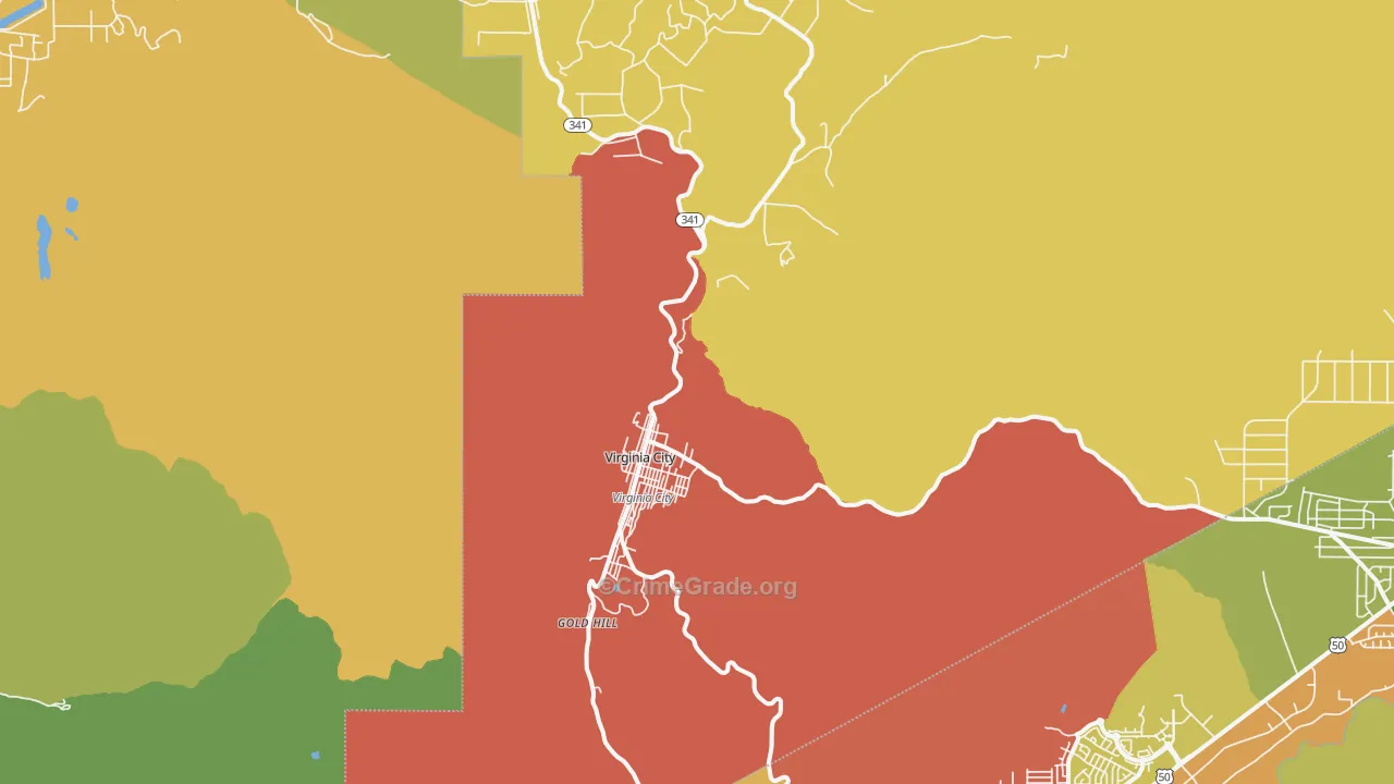 Virginia City, NV Map of Assault Rates