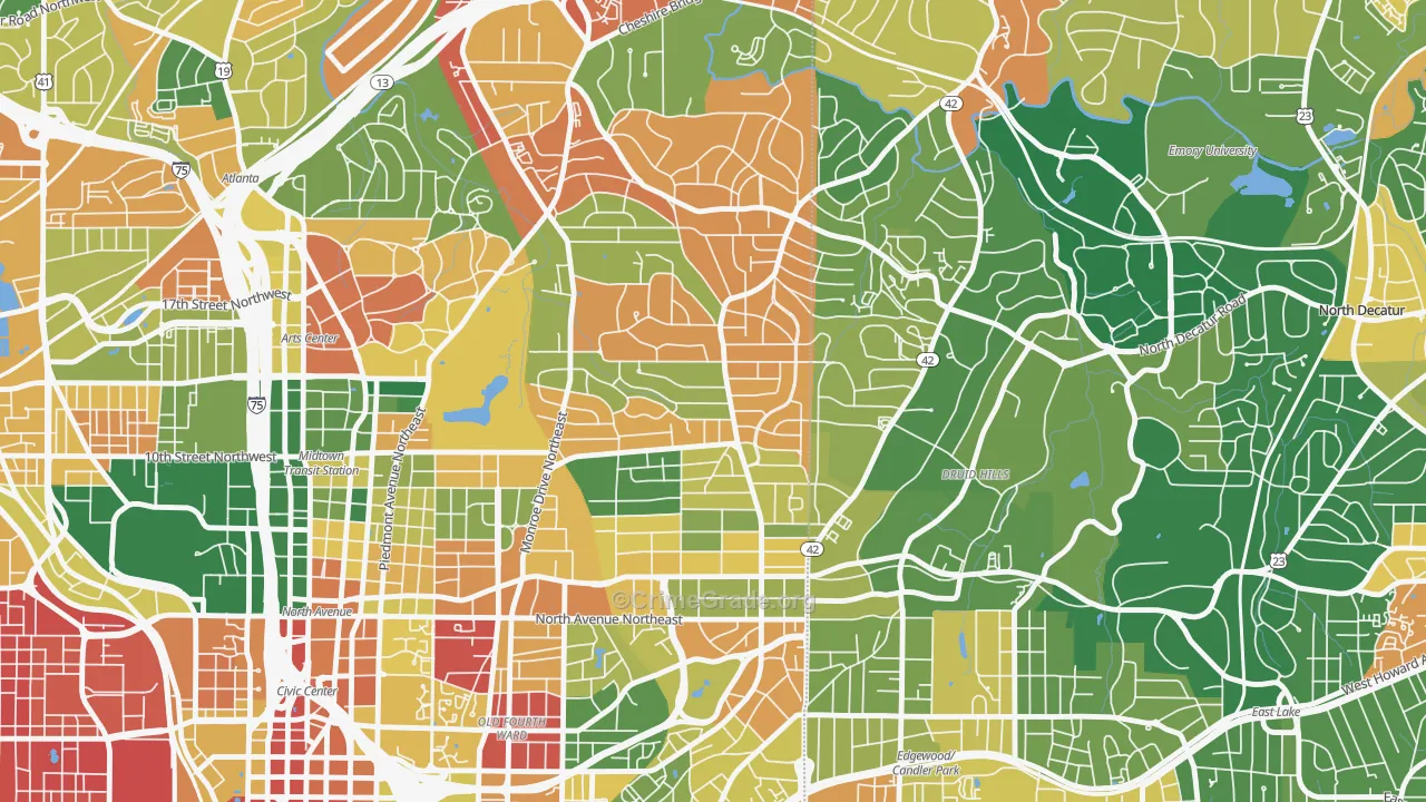 Virginia-Highland, Atlanta, GA Map of Assault Rates