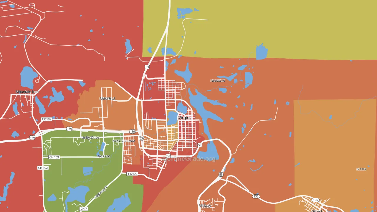 Virginia, MN Map of Assault Rates