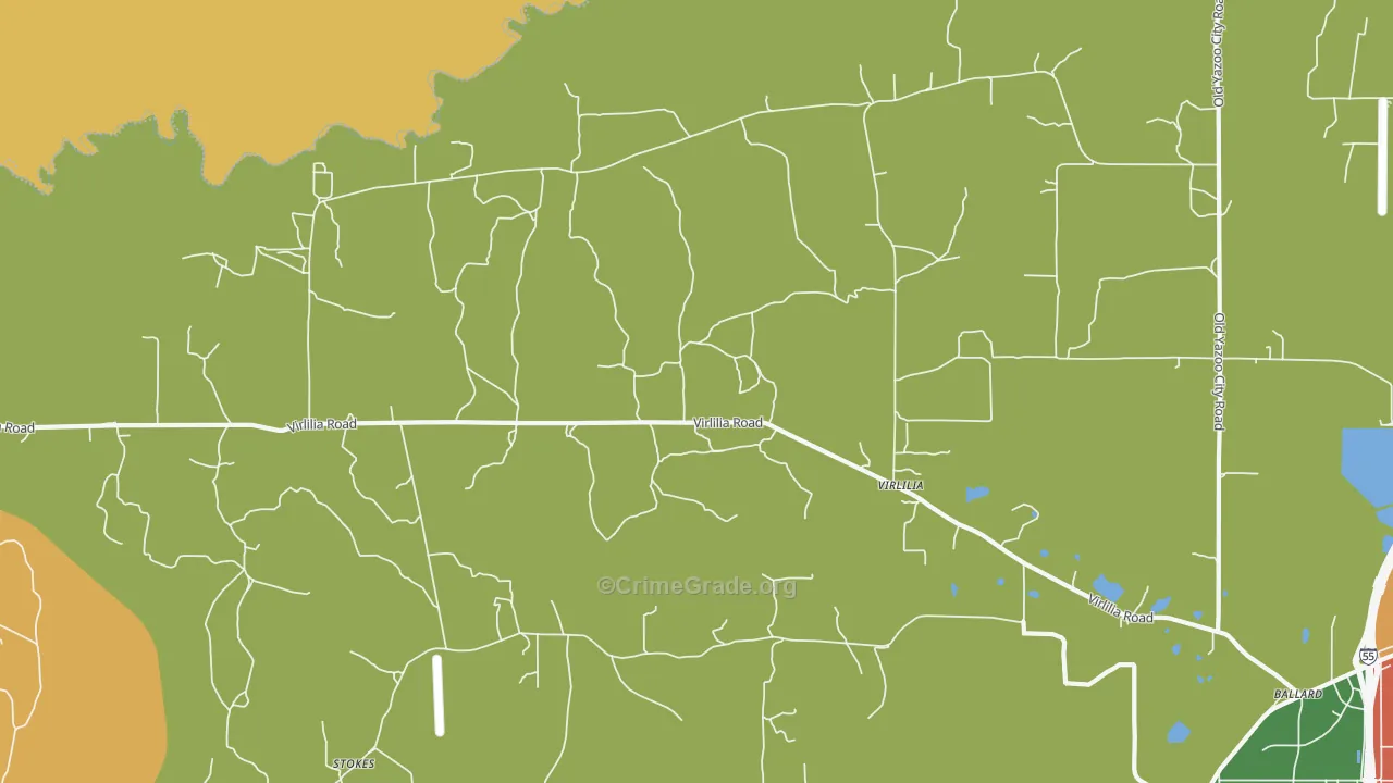 Virlilia, MS Map of Assault Rates