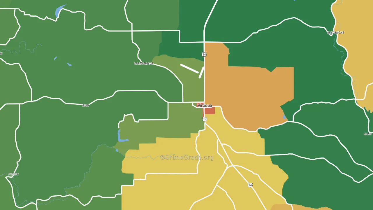 Viroqua, WI Map of Assault Rates