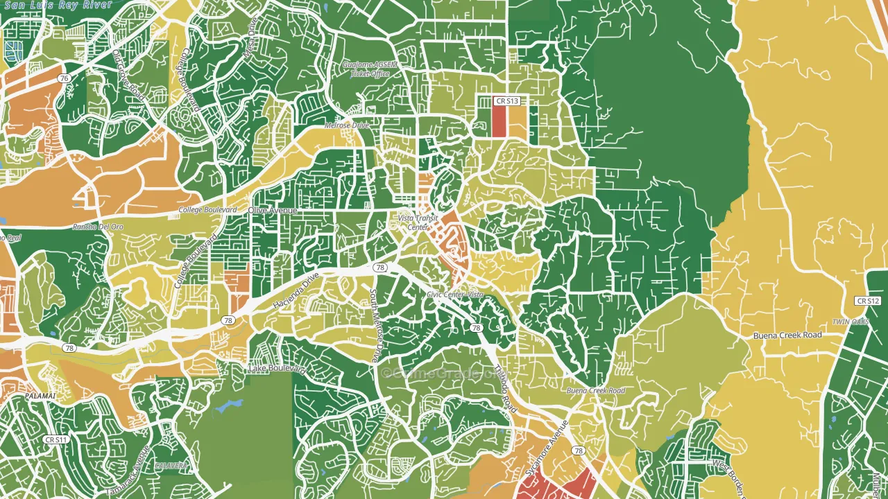 Vista, CA Map of Assault Rates