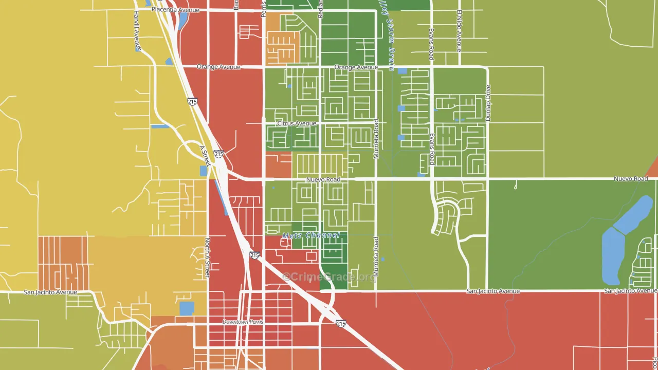 Vista Creek, Perris, CA Map of Assault Rates