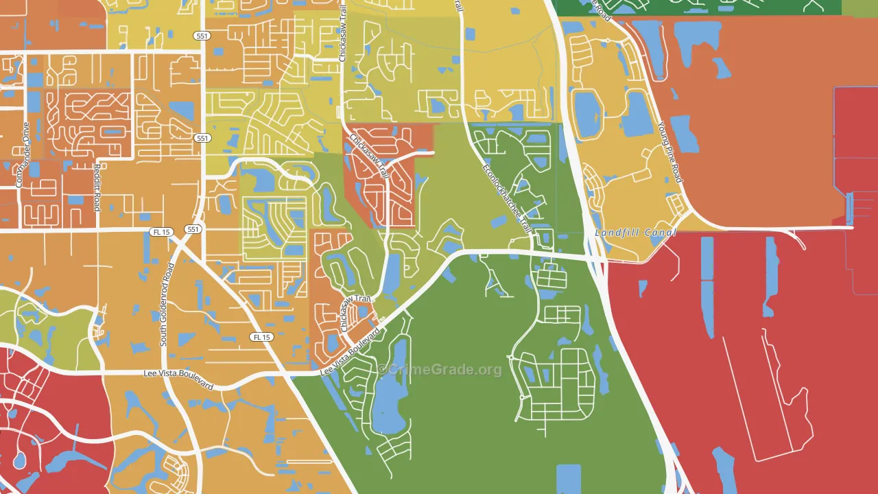 Vista East, Orlando, FL Map of Assault Rates