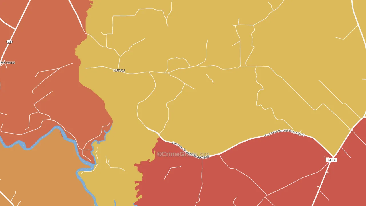 Vistula, TX Map of Assault Rates