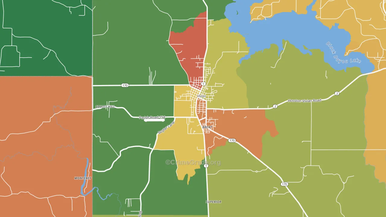 Vivian, LA Map of Assault Rates