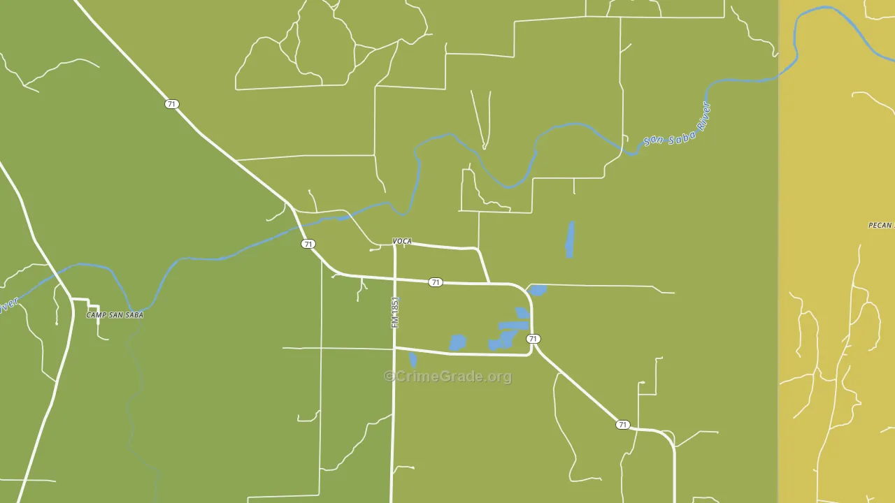 Voca, TX Map of Assault Rates