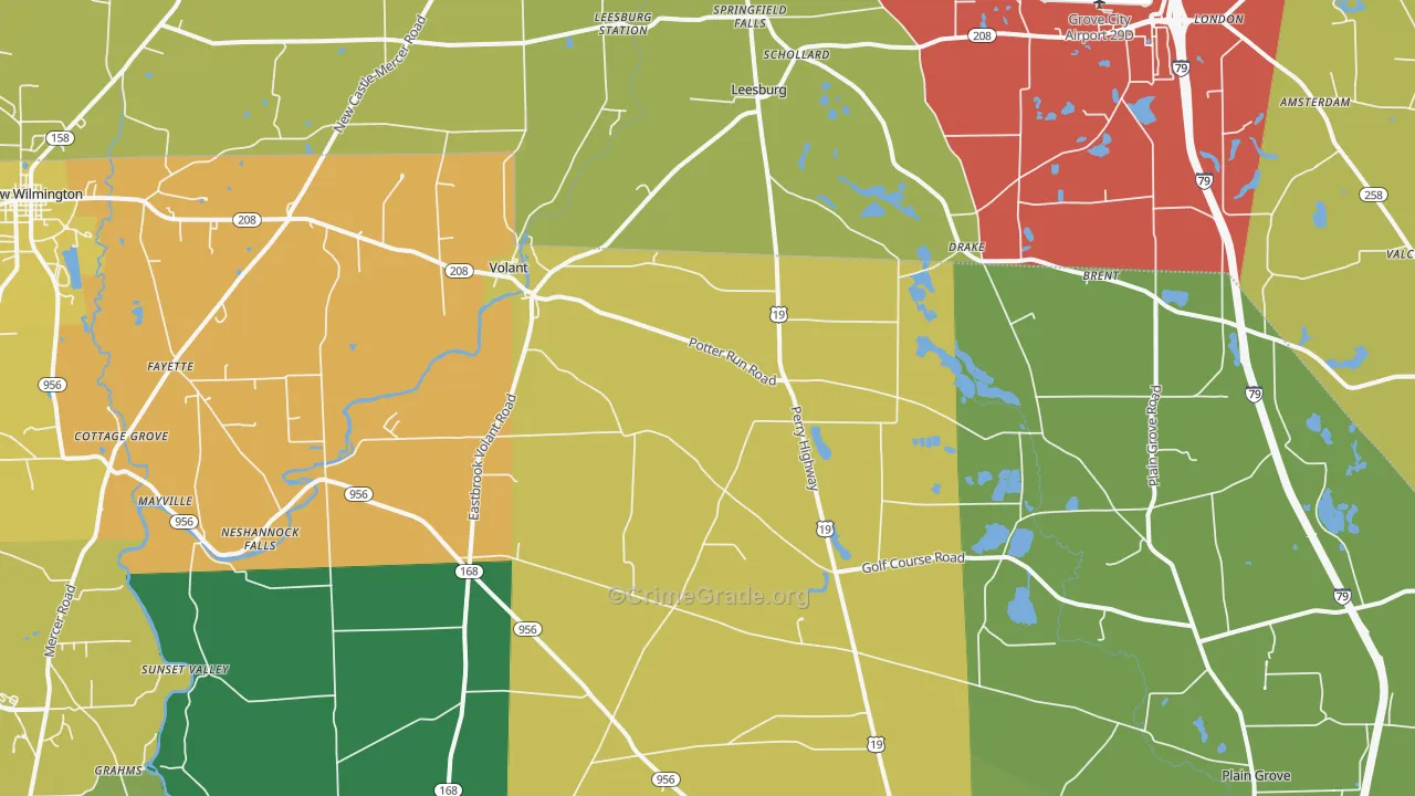 Volant, PA Map of Assault Rates