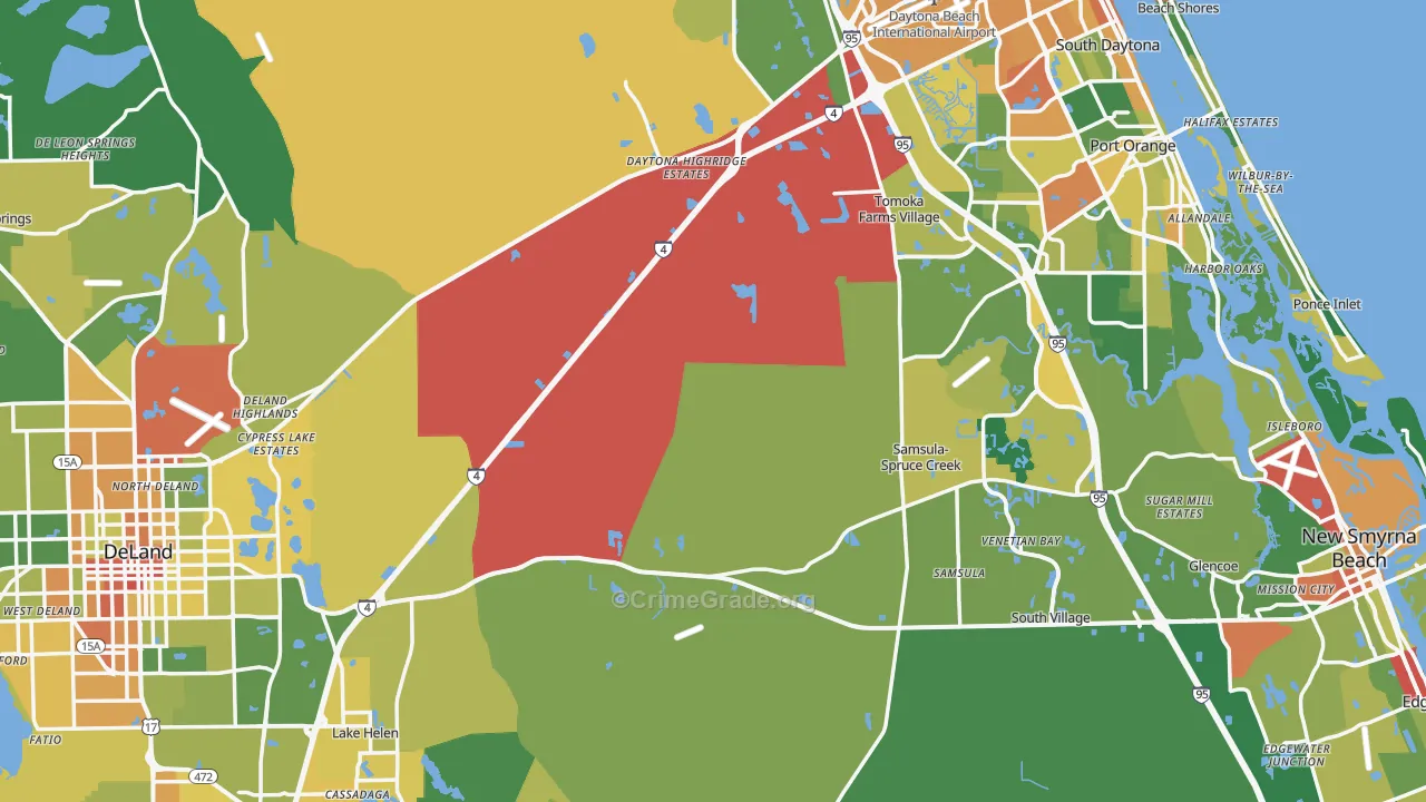 Volusia County, FL Map of Assault Rates