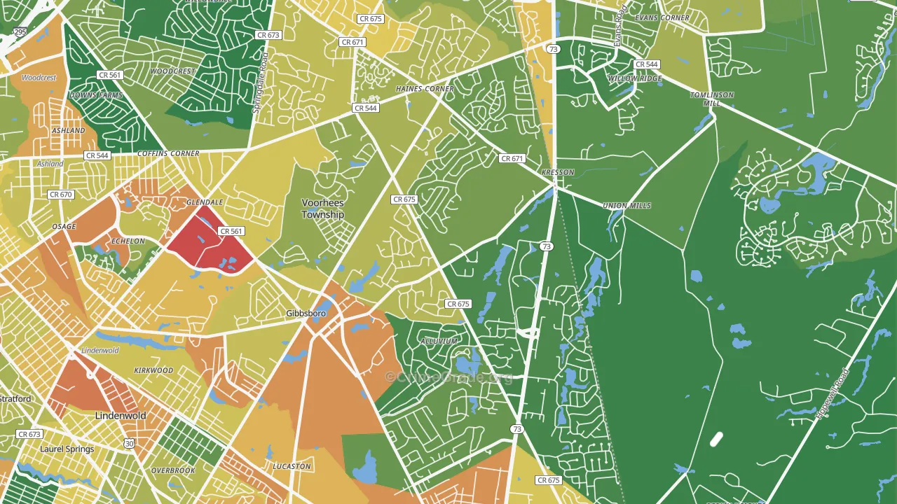 Voorhees, NJ Map of Assault Rates