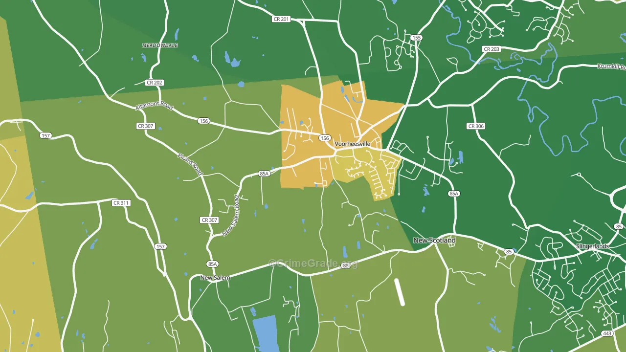 Voorheesville, NY Map of Assault Rates