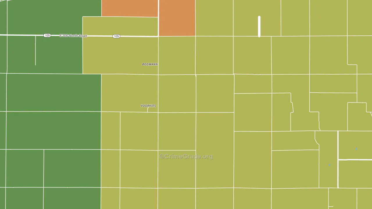 Voorhies, IL Map of Assault Rates