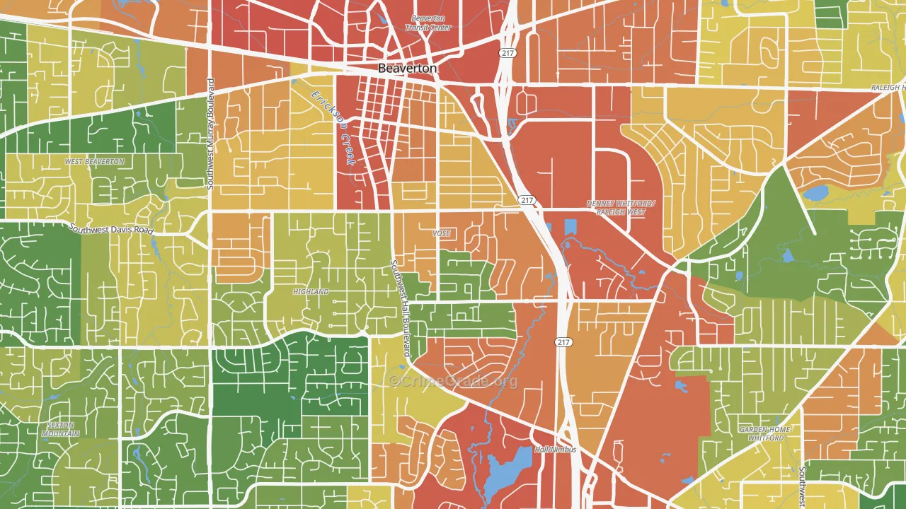 Vose, Beaverton, OR Map of Assault Rates