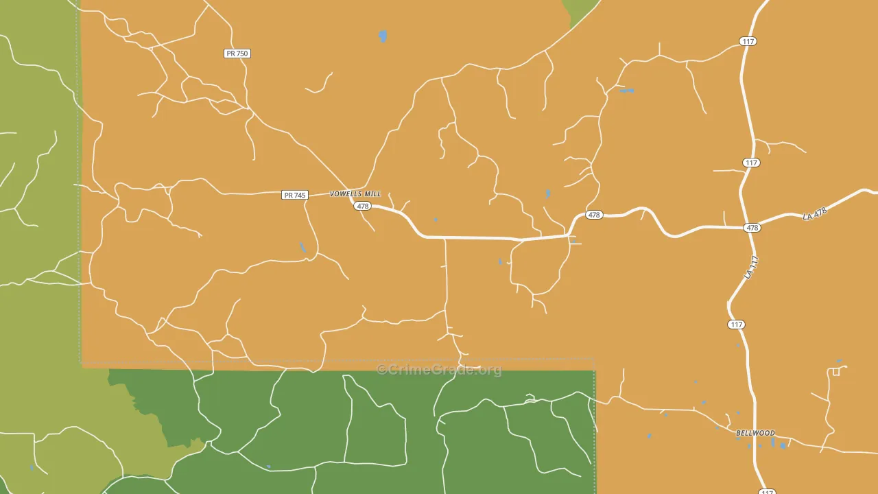 Vowells Mill, LA Map of Assault Rates