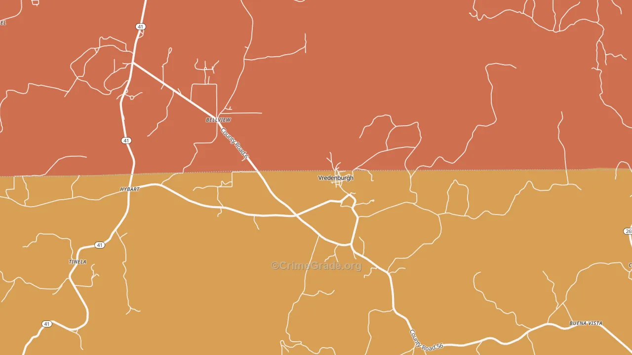 Vredenburgh, AL Map of Assault Rates