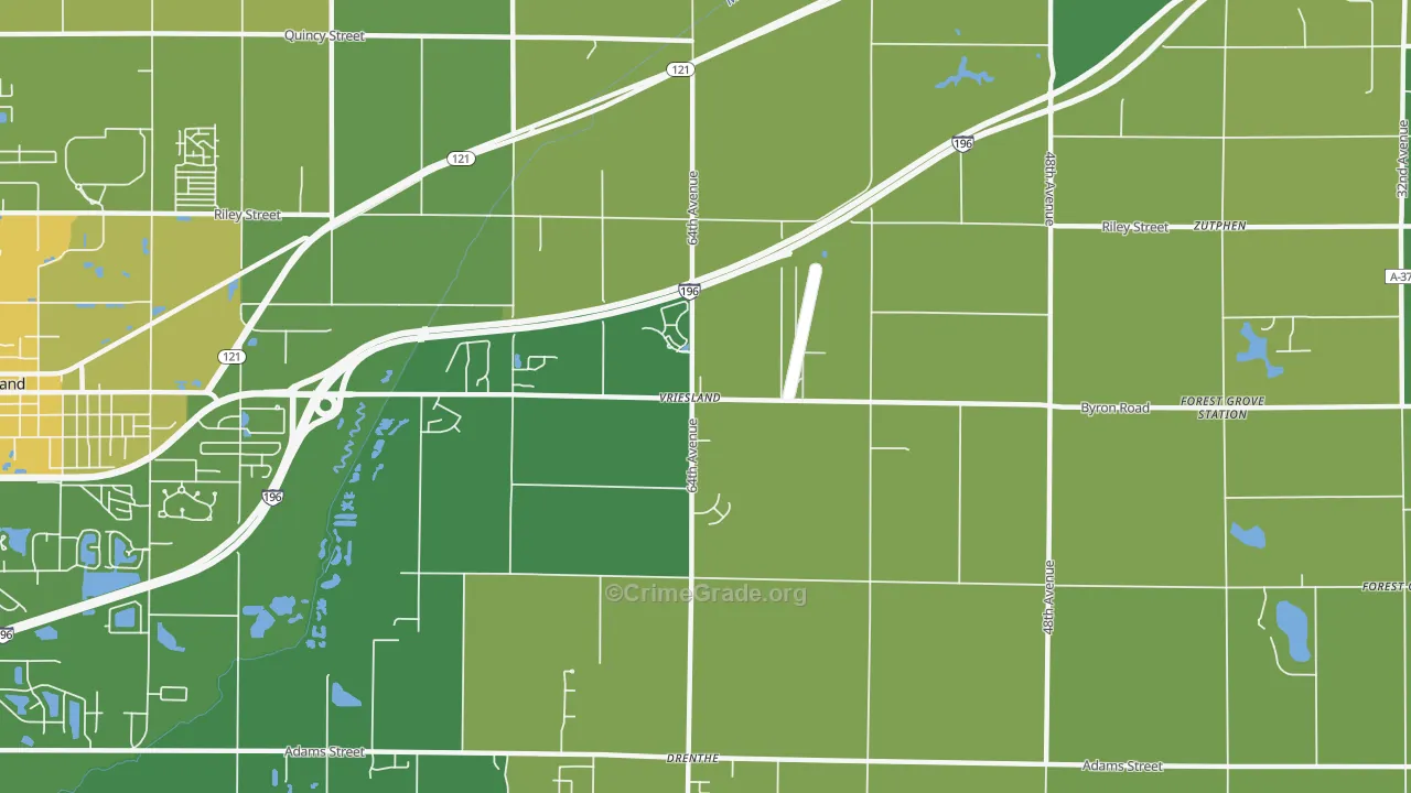 Vriesland, MI Map of Assault Rates