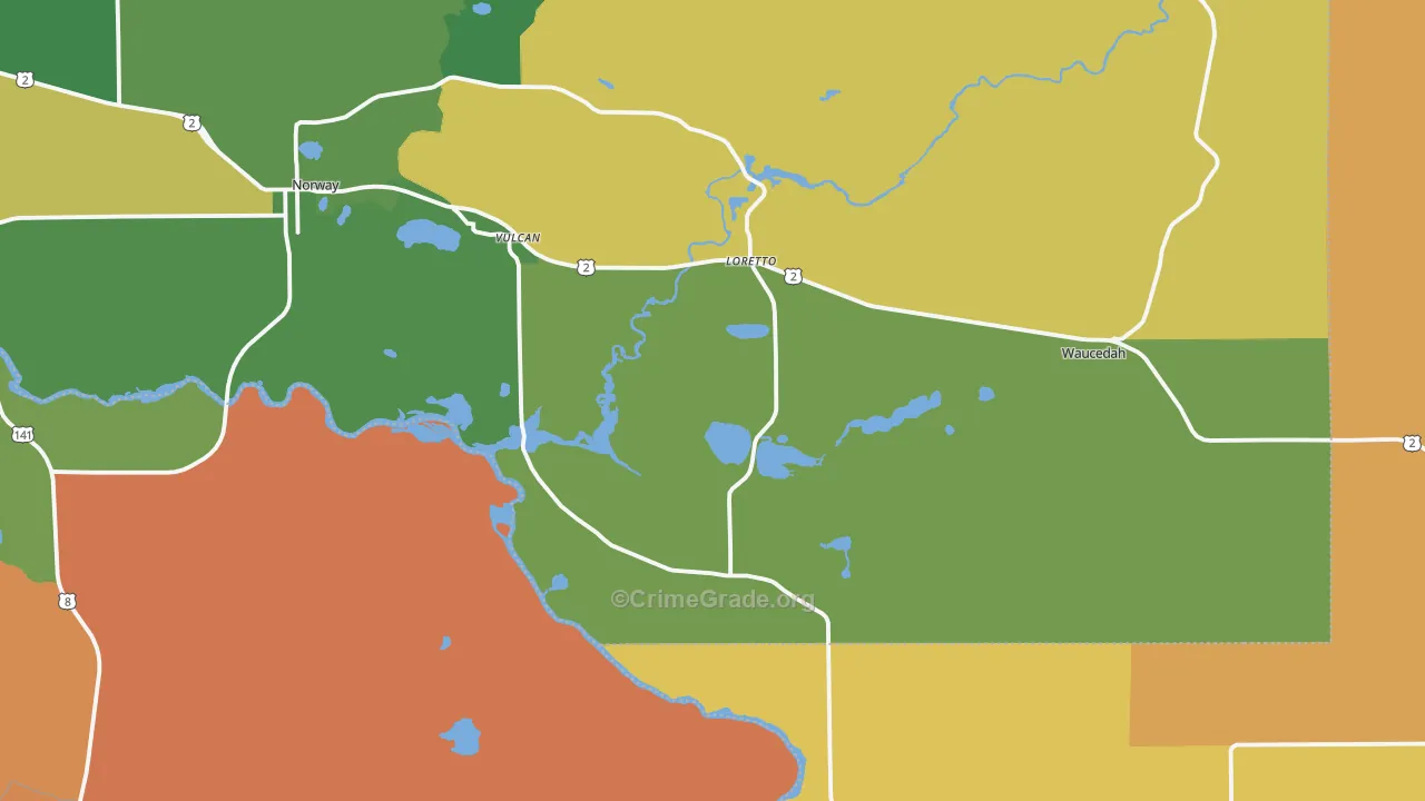 Vulcan, MI Map of Assault Rates