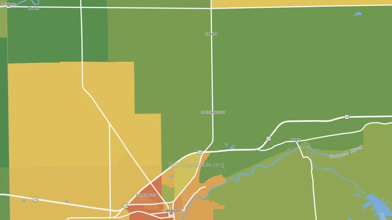 Wabash County, IN Map of Assault Rates