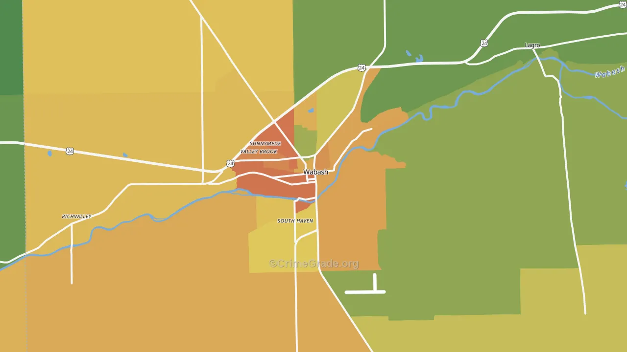 Wabash, IN Map of Assault Rates