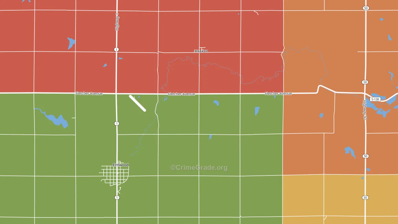 Wabash, NE Map of Assault Rates