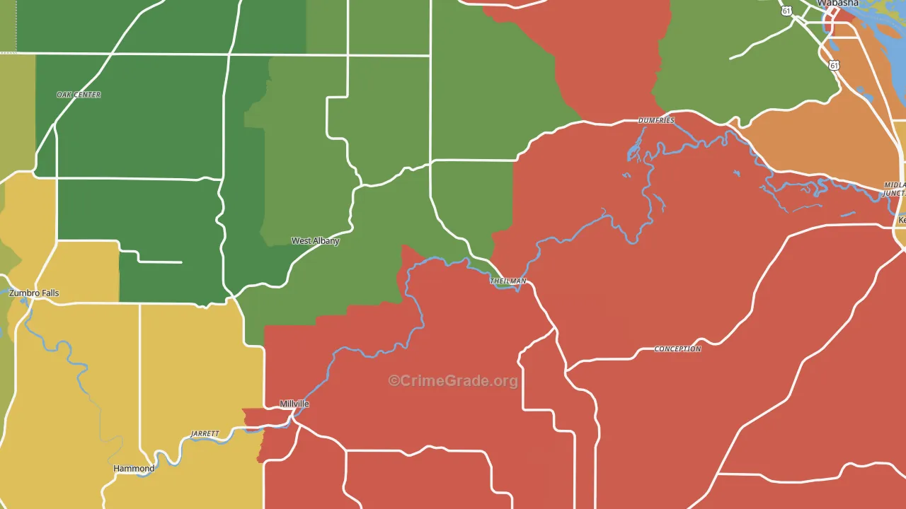 Wabasha County, MN Map of Assault Rates