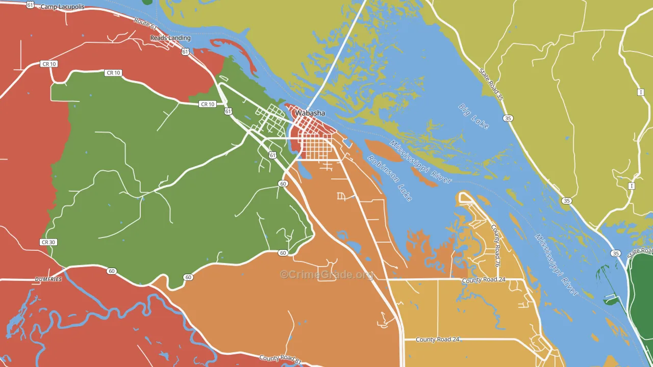 Wabasha, MN Map of Assault Rates