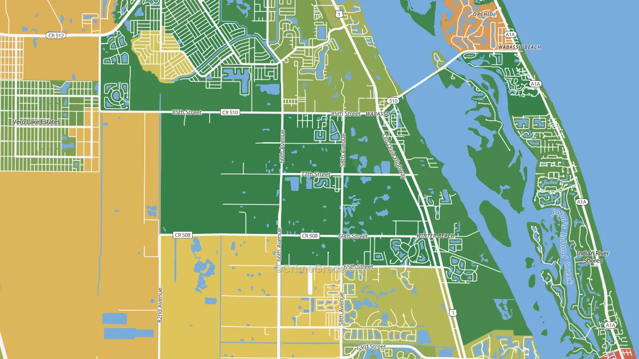 Wabasso, FL Map of Assault Rates