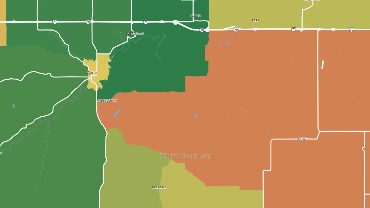 Wabaunsee County, KS Map of Assault Rates
