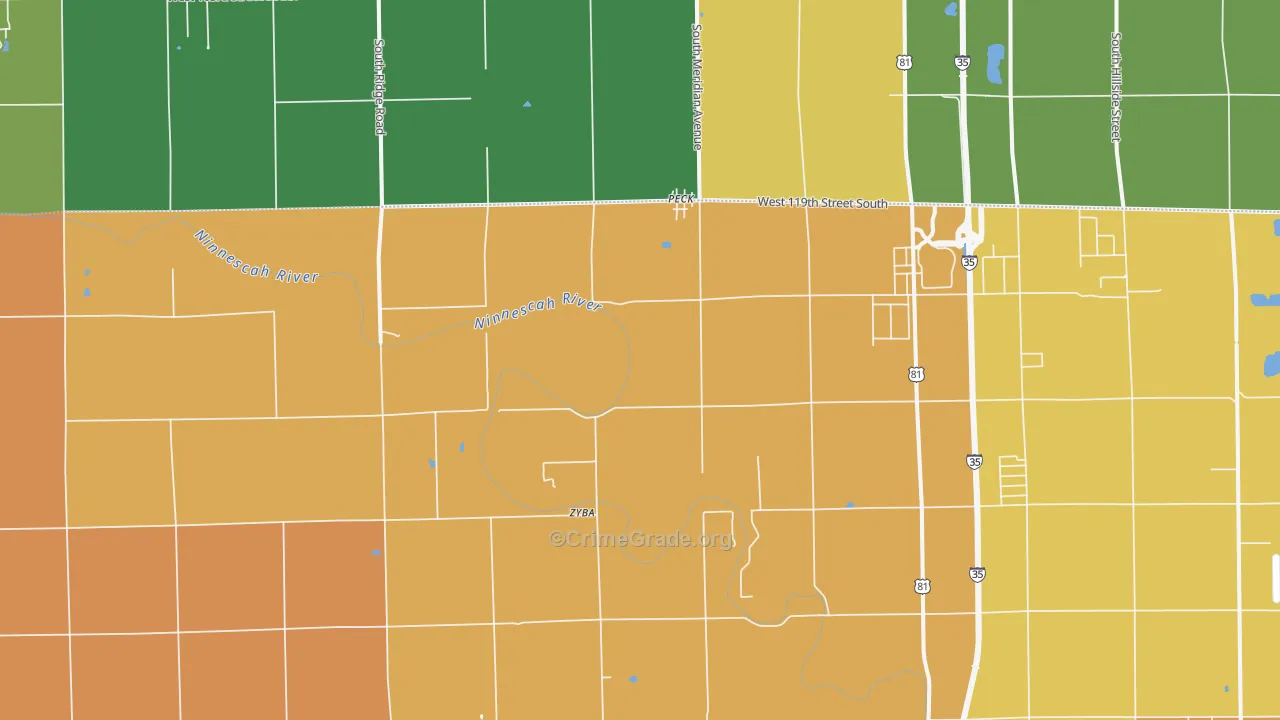 Waco, KS Map of Assault Rates