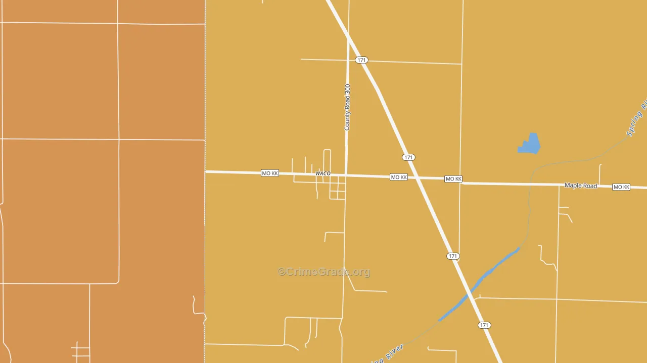 Waco, MO Map of Assault Rates