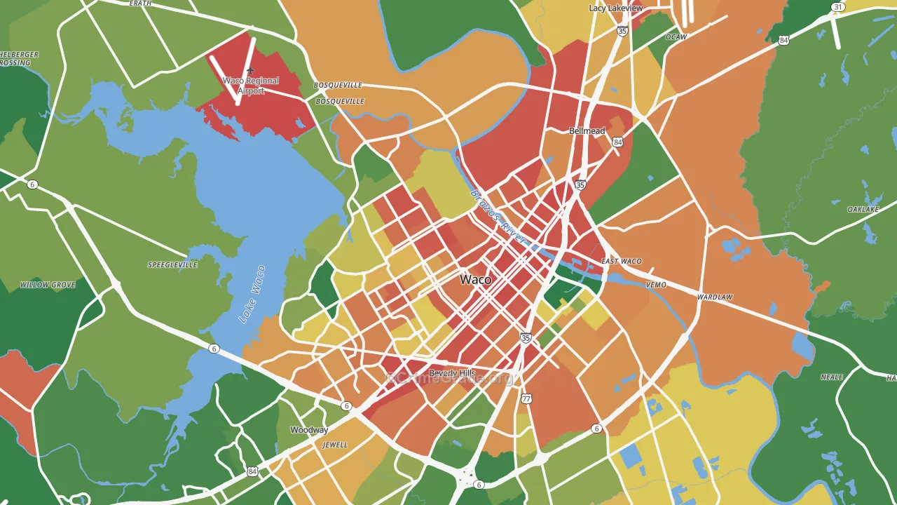 Waco, TX Map of Assault Rates