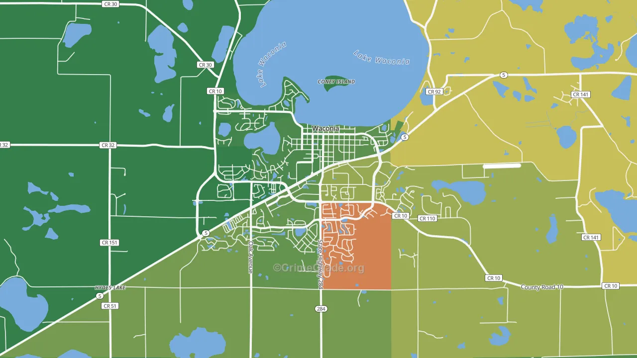 Waconia, MN Map of Assault Rates