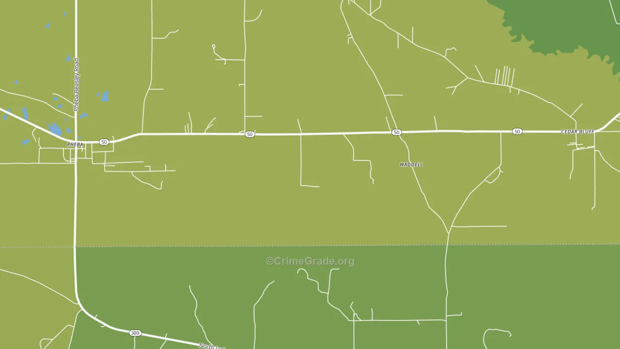 Waddell, MS Map of Assault Rates