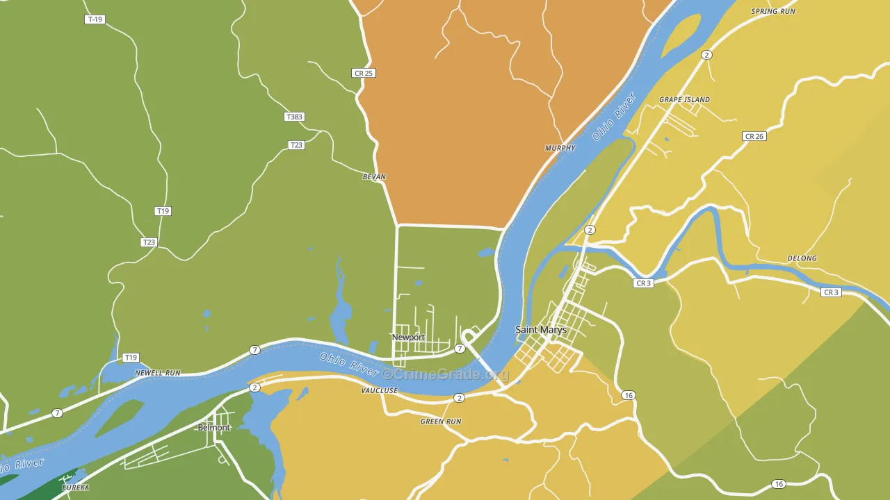Wade, OH Map of Assault Rates