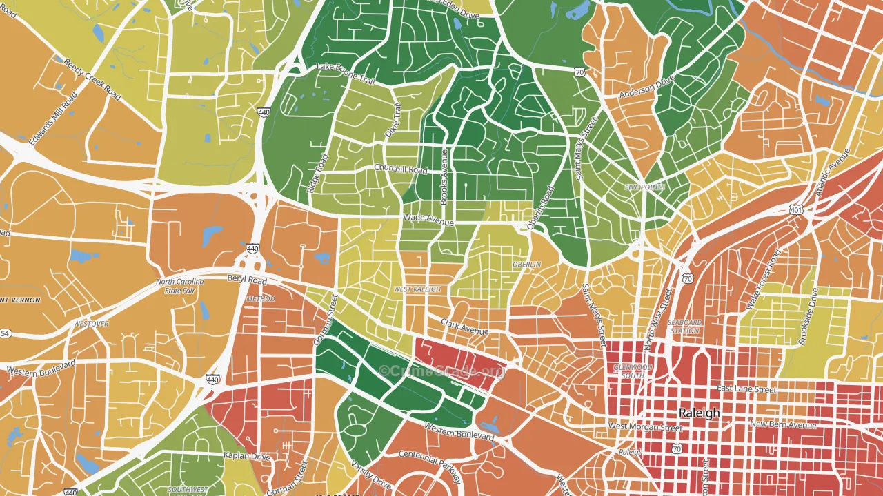 Wade, Raleigh, NC Map of Assault Rates