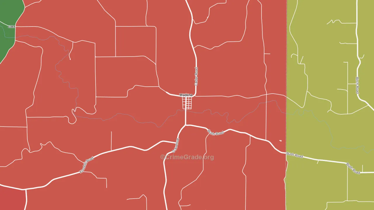 Wadena, IA Map of Assault Rates