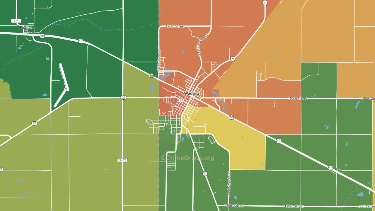 Wadena, MN Map of Assault Rates