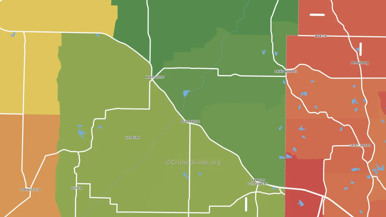 Wadesville, IN Map of Assault Rates
