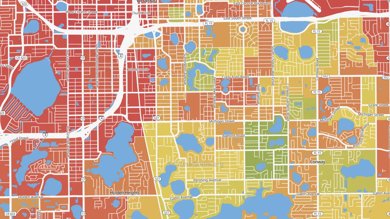 Wadeview Park, Orlando, FL Map of Assault Rates