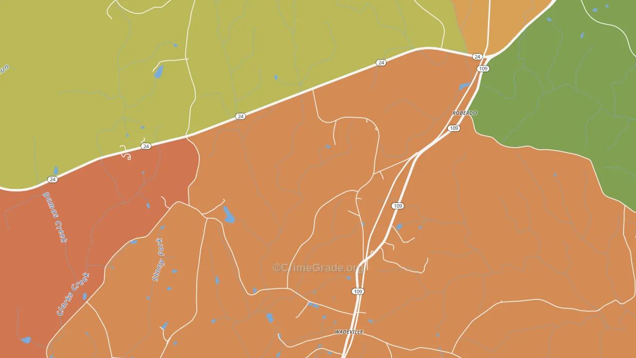 Wadeville, NC Map of Assault Rates