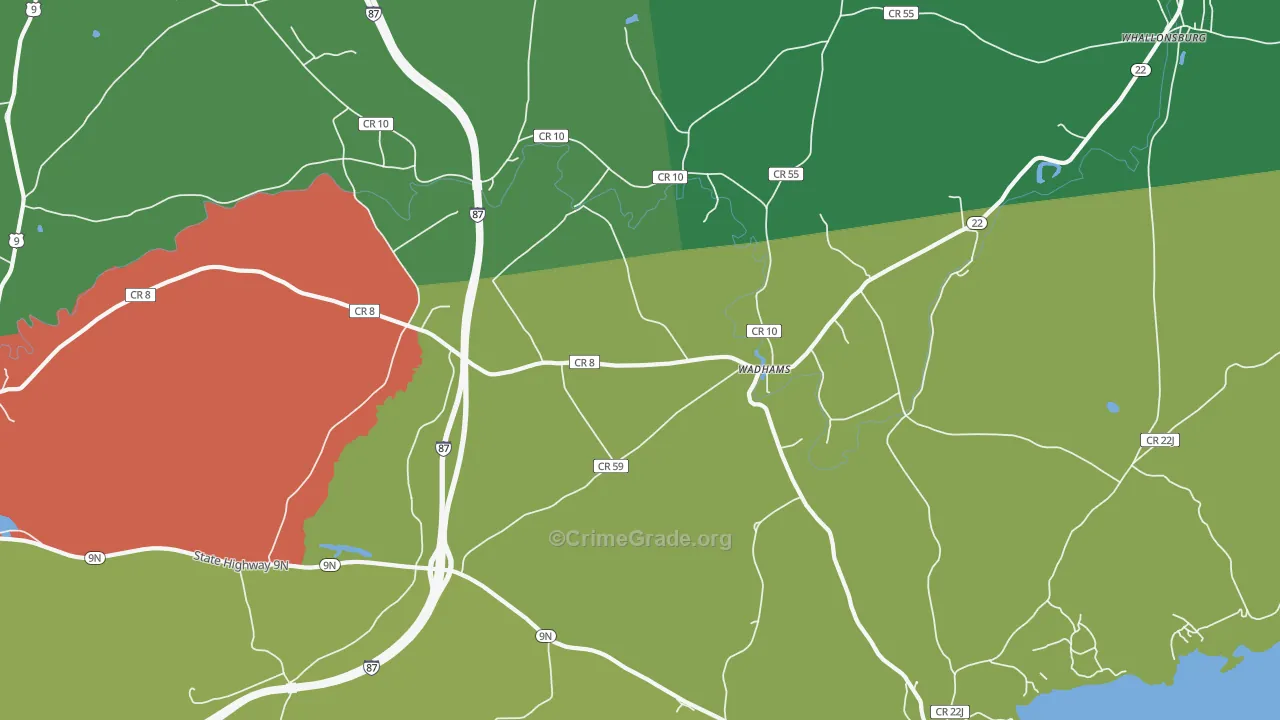 Wadhams, NY Map of Assault Rates
