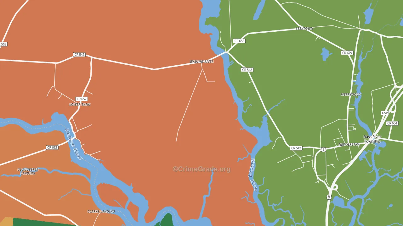 Wading River, NJ Map of Assault Rates