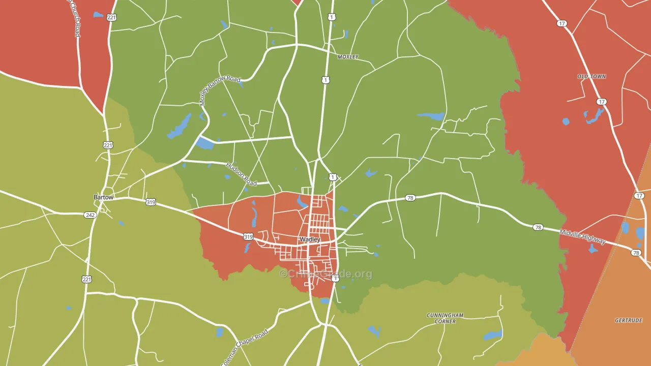 Wadley, GA Map of Assault Rates