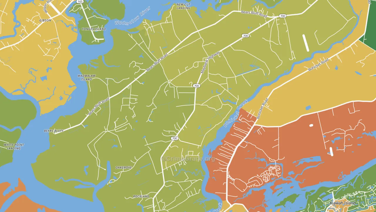 Wadmalaw Island, SC Map of Assault Rates