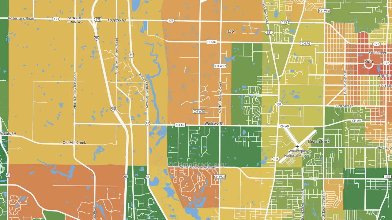 Wadsworth, IL Map of Assault Rates