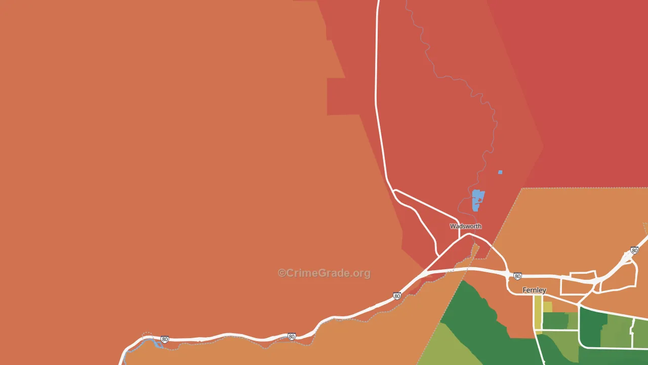 Wadsworth, NV Map of Assault Rates