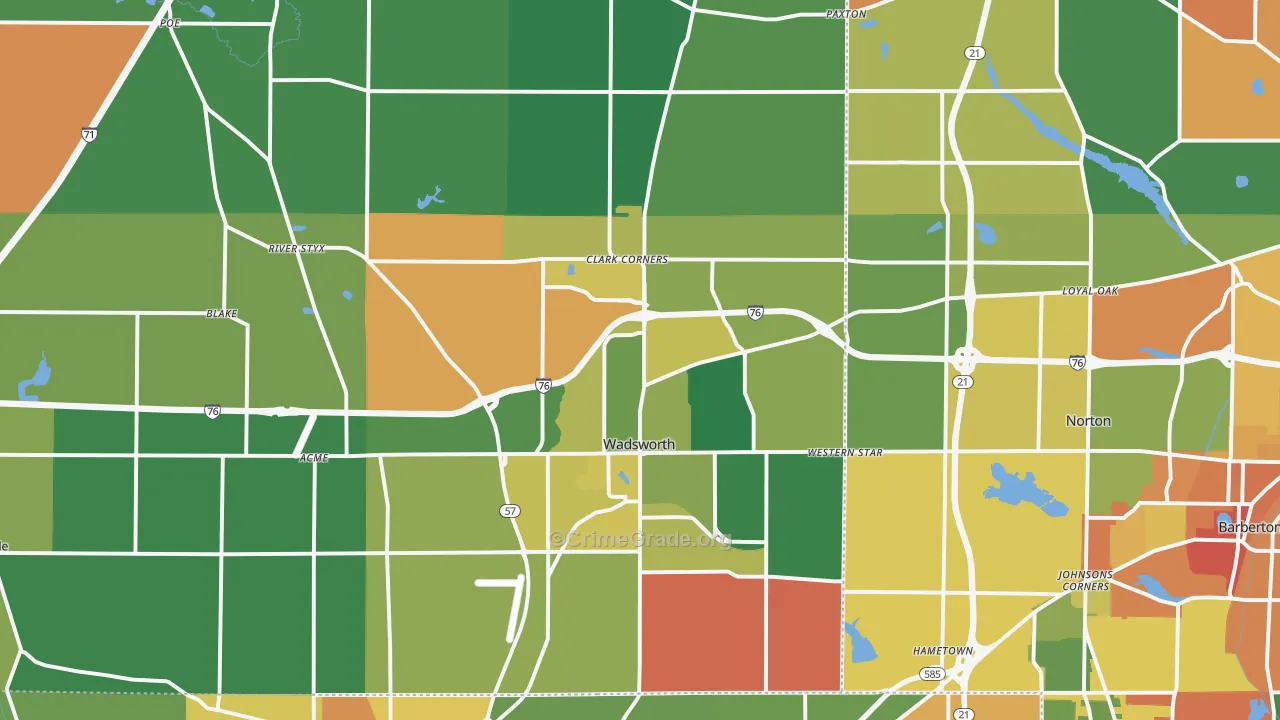 Wadsworth, OH Map of Assault Rates