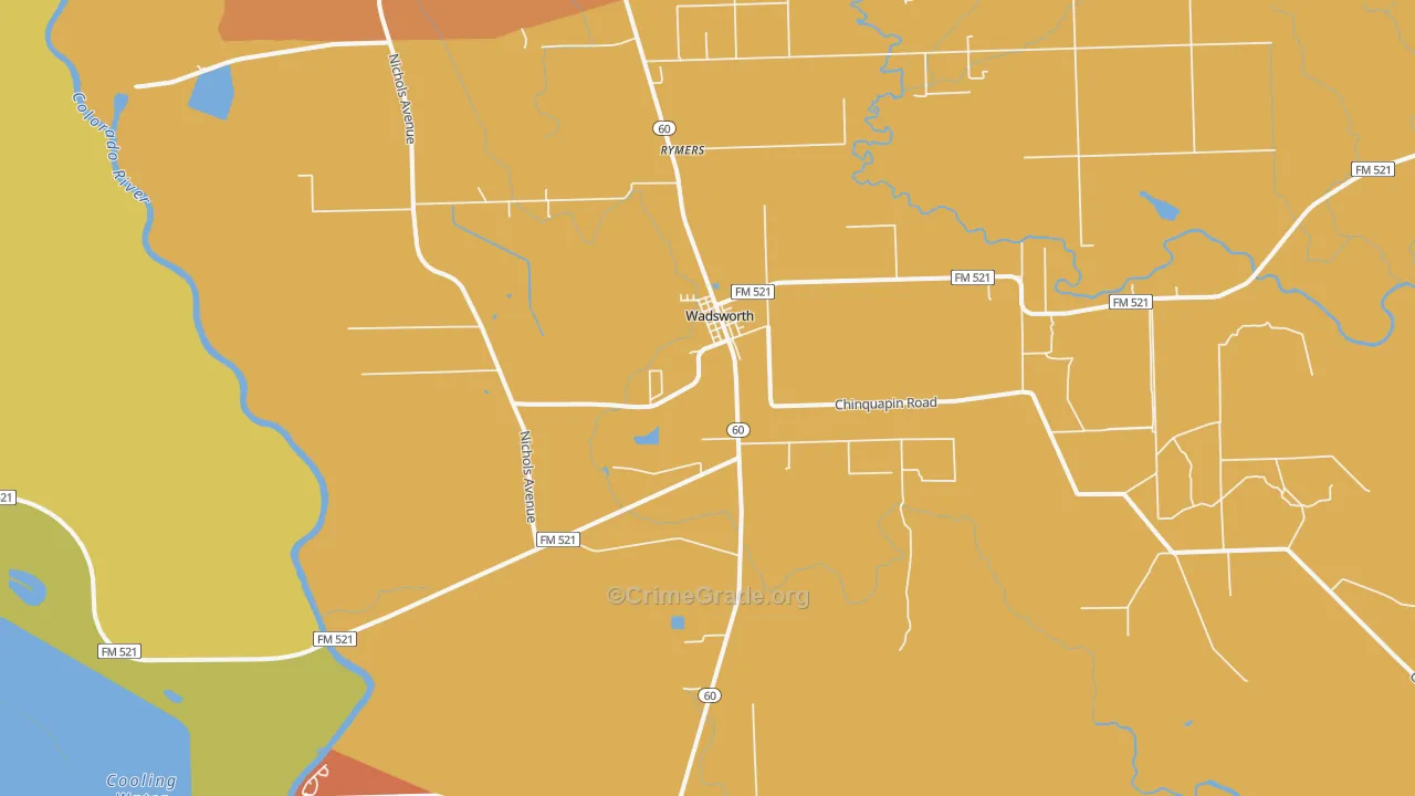Wadsworth, TX Map of Assault Rates