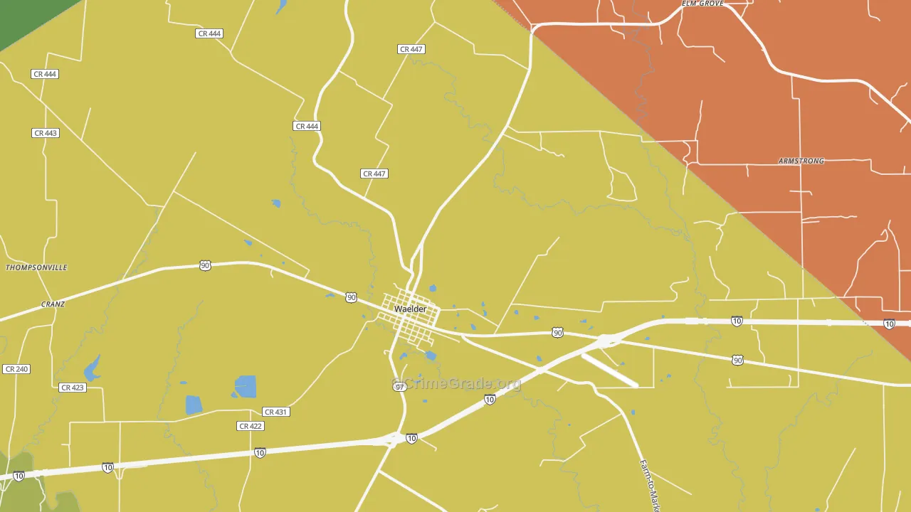 Waelder, TX Map of Assault Rates