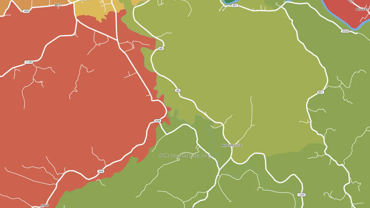 Wagersville, KY Map of Assault Rates
